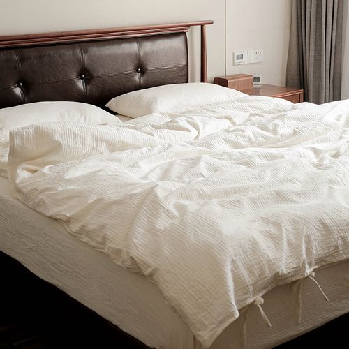 出口日本 全棉天然本白色纯棉四件套a类文艺风格床上用品被套床单